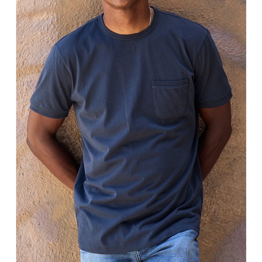 Outerknown Blue Sojourn Pocket Tee T-Shirt Crewneck Cotton Minimalist Size Large